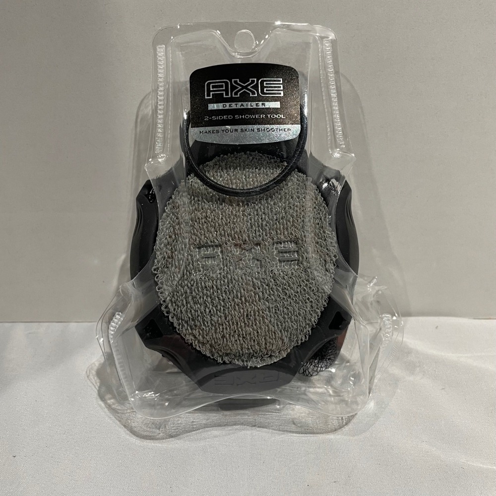 Axe Detailer 2-Sided Shower Tool Dual Sided Body Scrubber Loofah Black Grey NEW